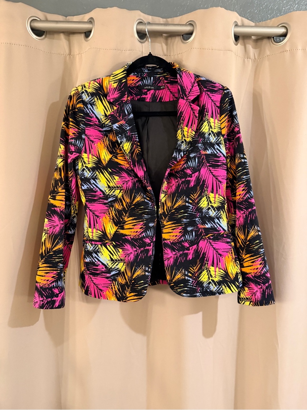 Ark & Co. Palm-Print Pink & Yellow Blazer Jacket